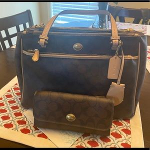 Large Authentic Coach purse with matching wallet.